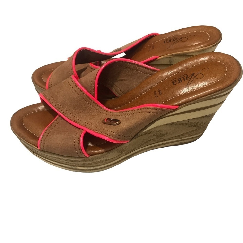 Azura cross strap pink beige wedge sandals size 35